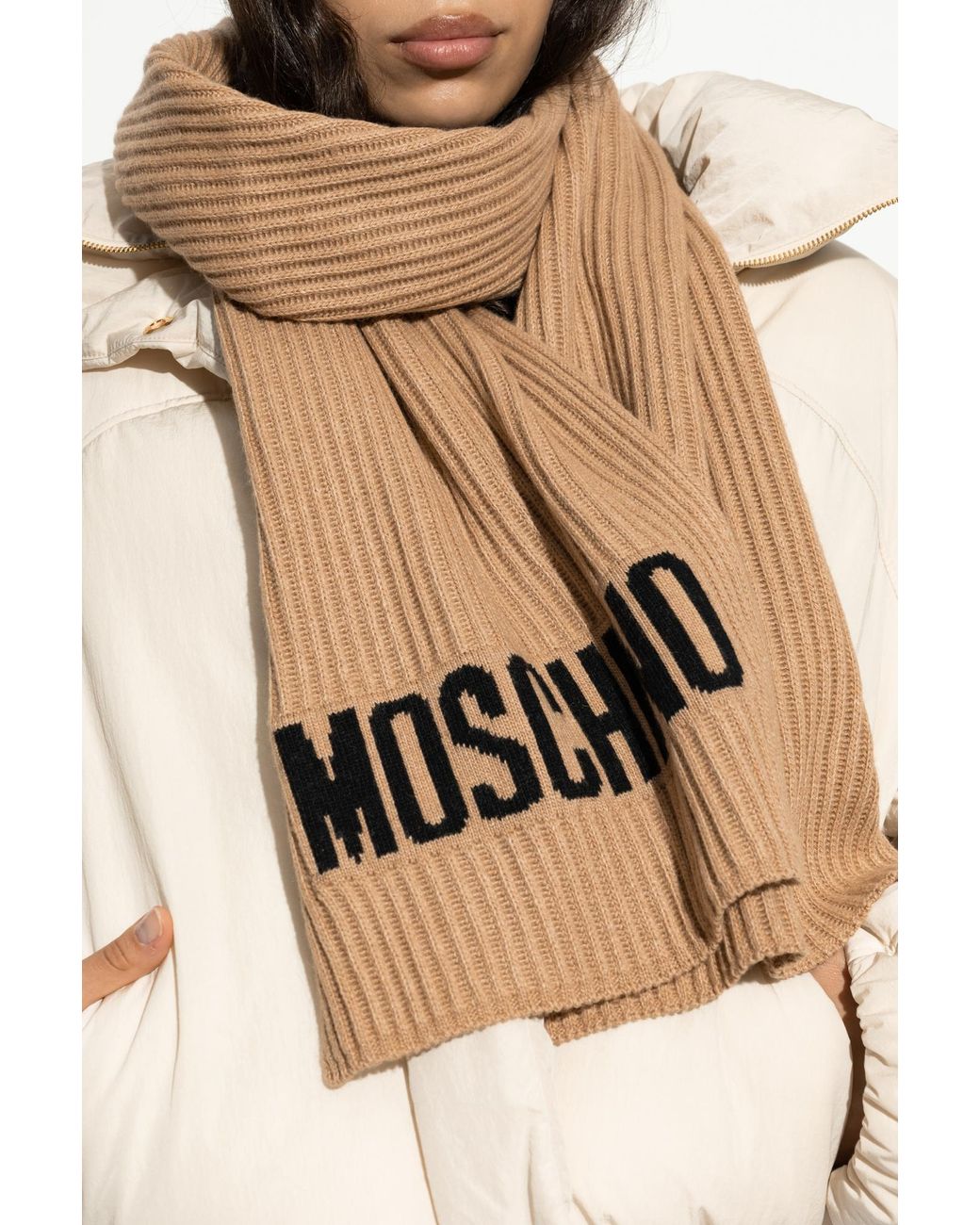 Moschino Natural Scarf With Logo