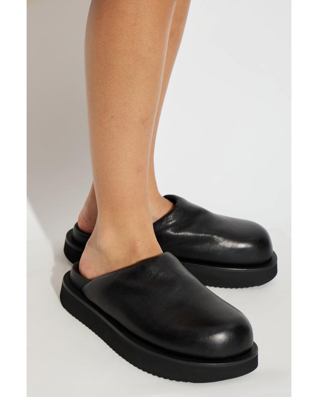 Rick Owens Black Leather Slides