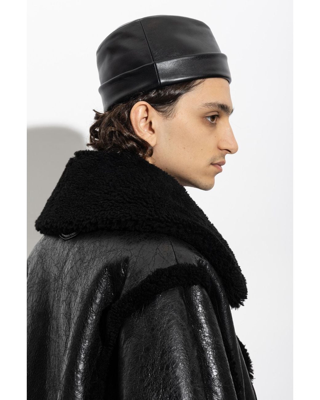Balenciaga Black Leather Hat for men