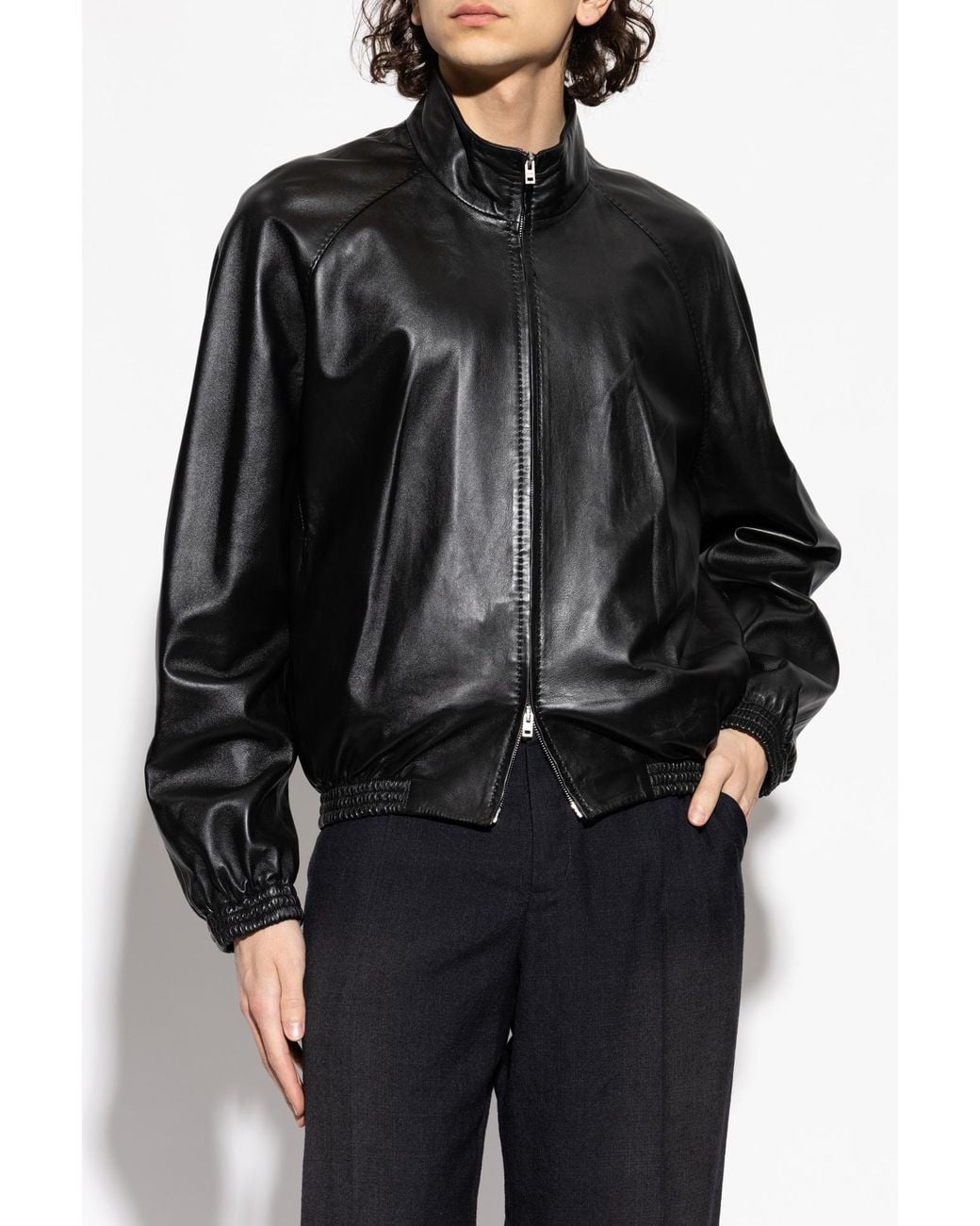 Acne Black Leather Jacket for men
