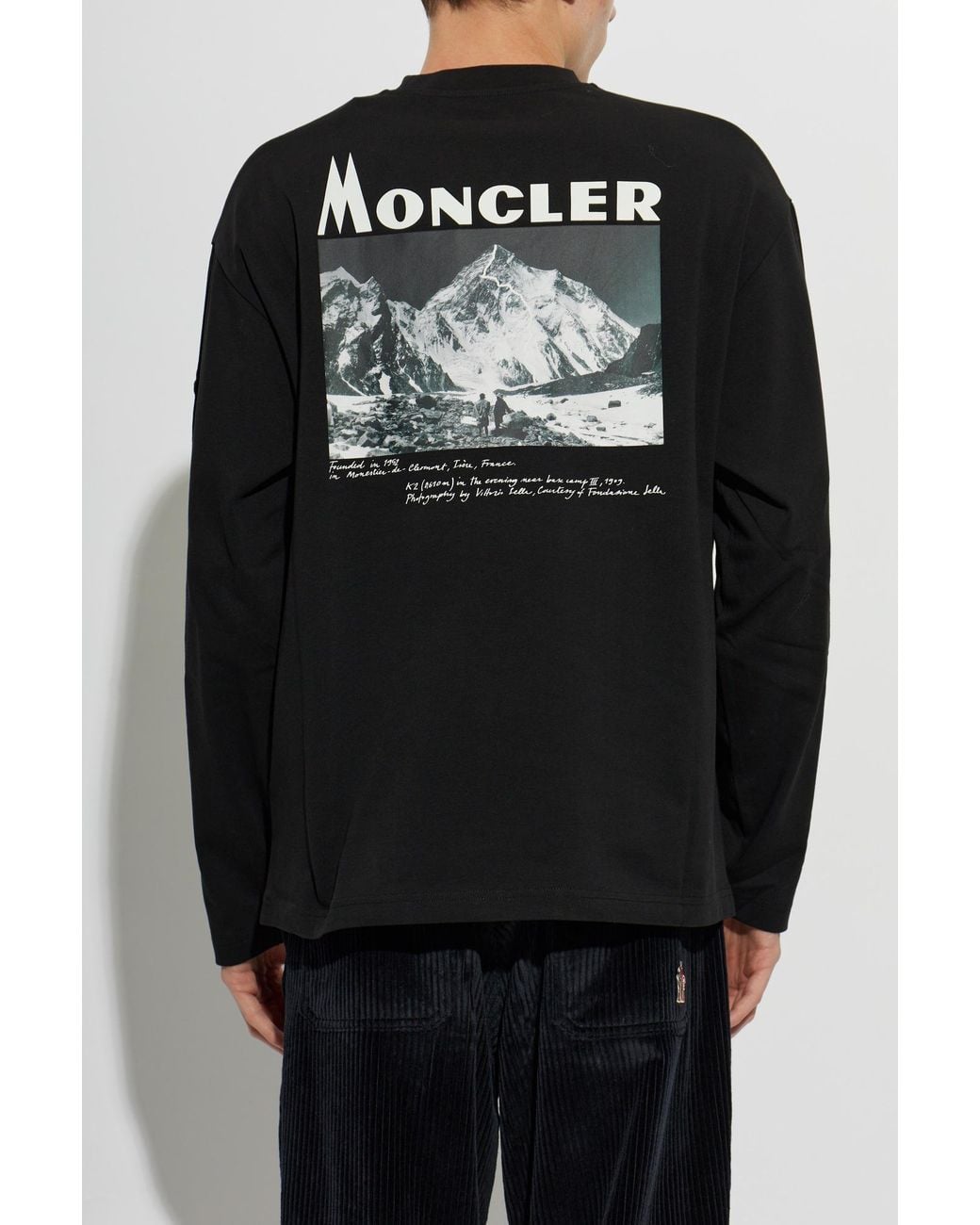 Moncler Black Crew Neck T-Shirt With Logo Patch for men
