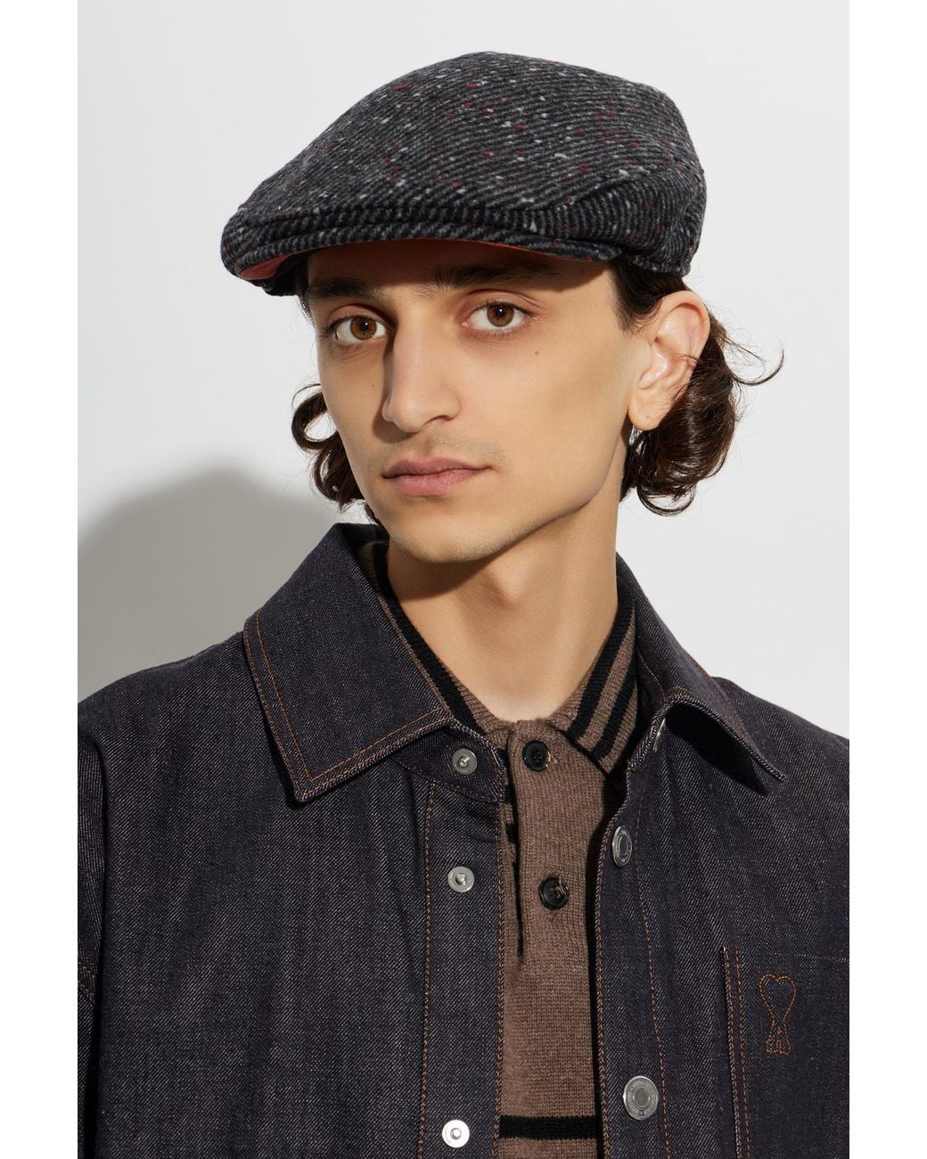 Paul Smith Black Wool Flat Cap for men