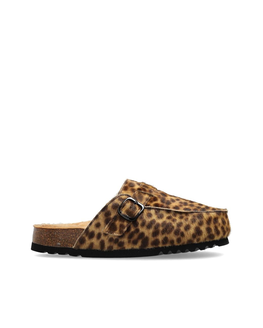 Scholl Brown 'Dakota Fur' Leather Clogs