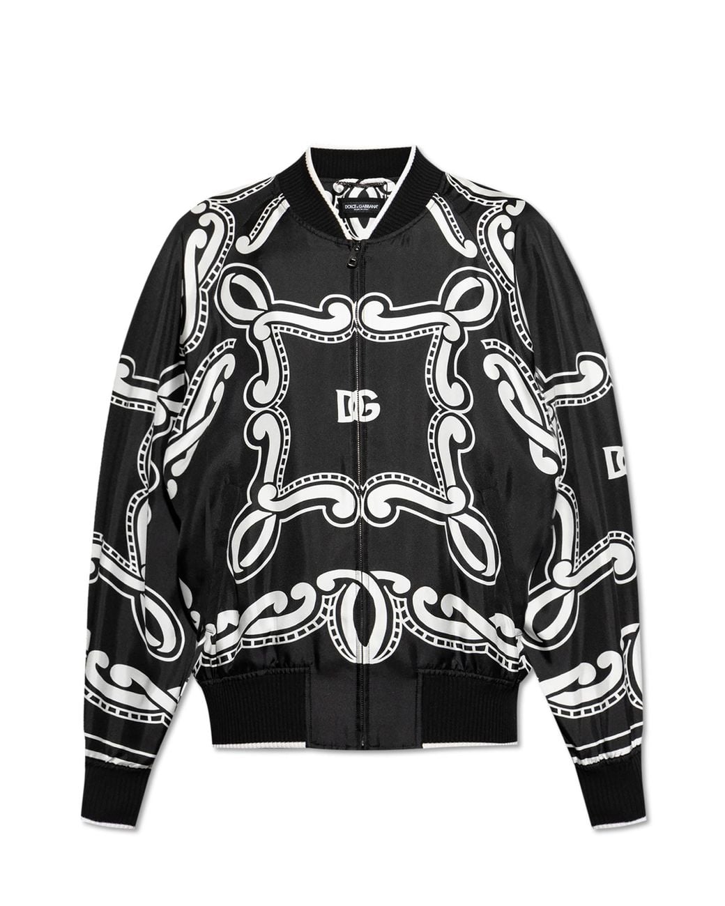 Dolce & Gabbana Black Silk Bomber Jacket for men
