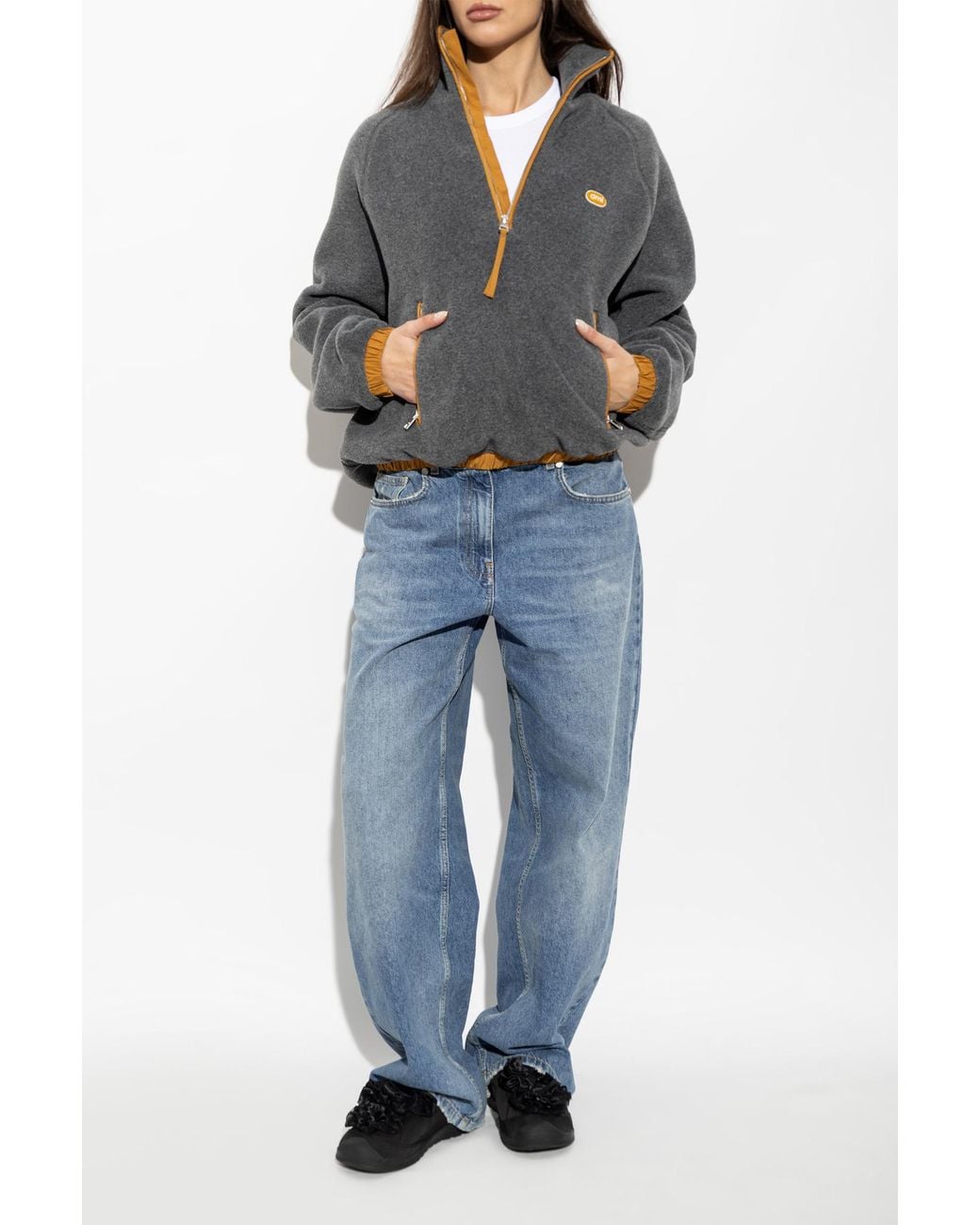 AMI Black Fleece With Sewn-On Logo