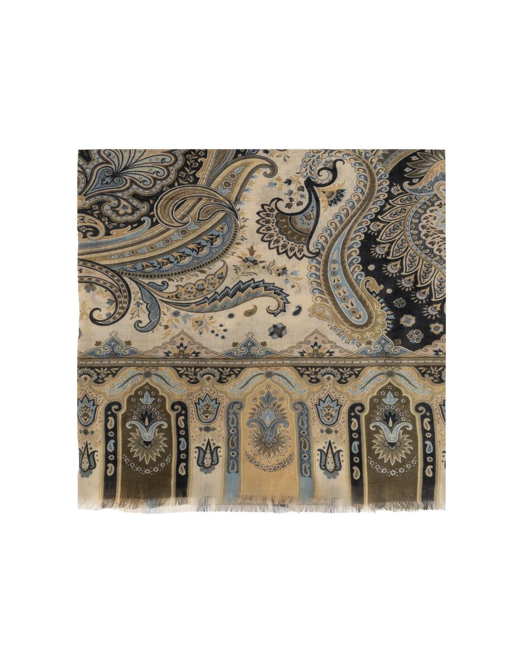 Etro Brown Scarf With Raw Edge Finish