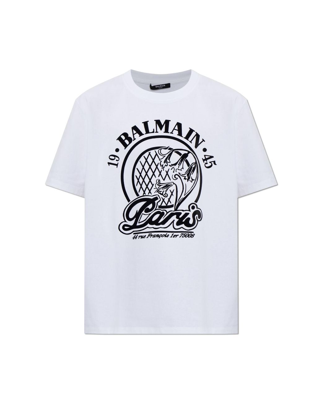 Balmain White T-Shirt With Logo for men