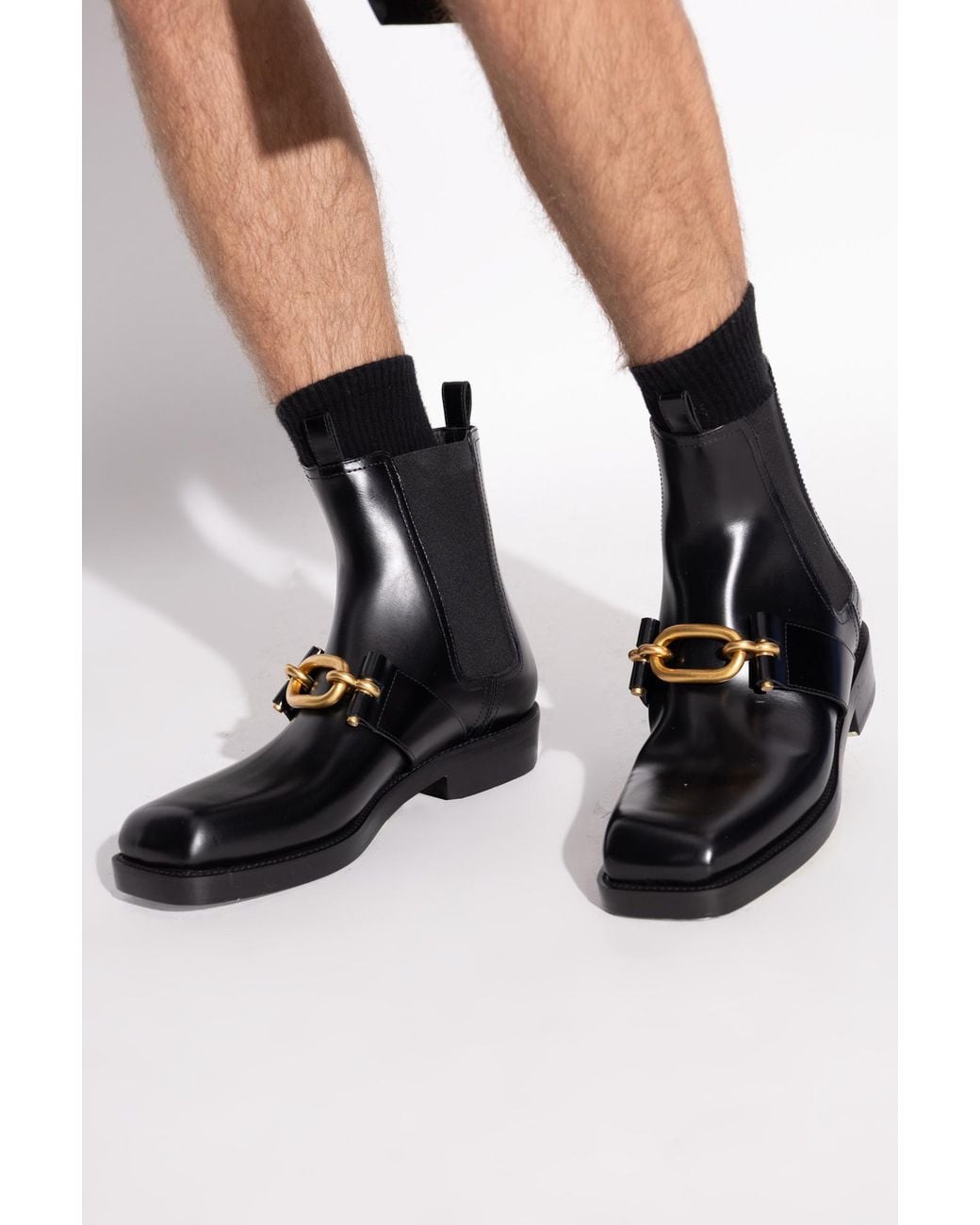 Balmain Black Leather Chelsea Boots for men
