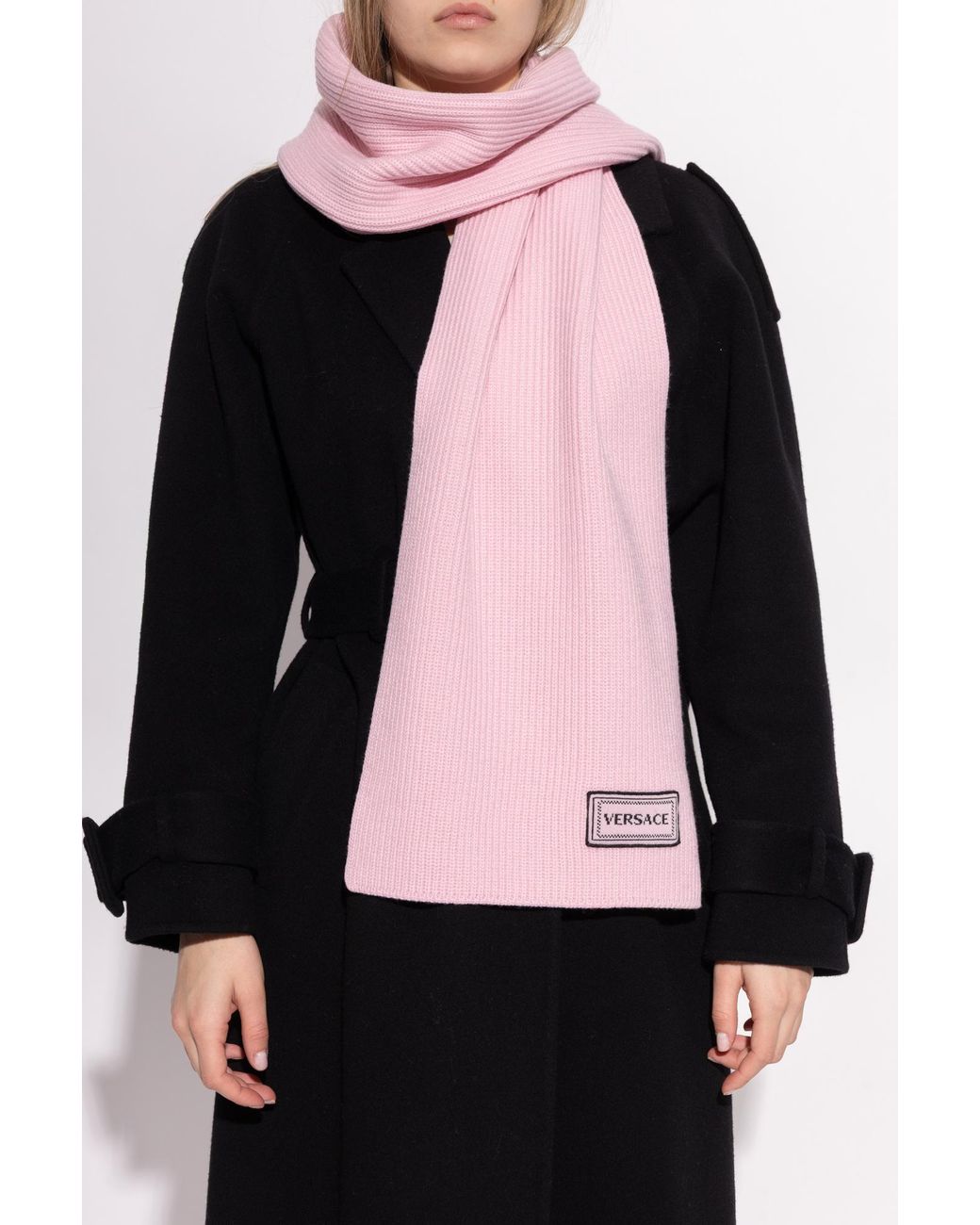 Versace Pink Wool Scarf