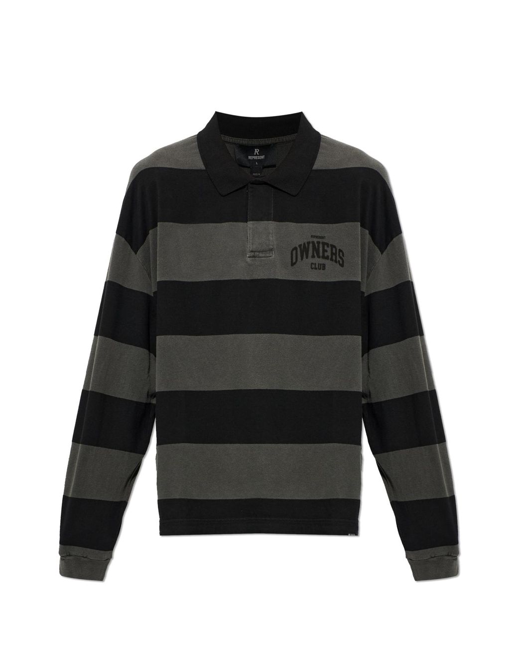Represent Black Striped Polo for men