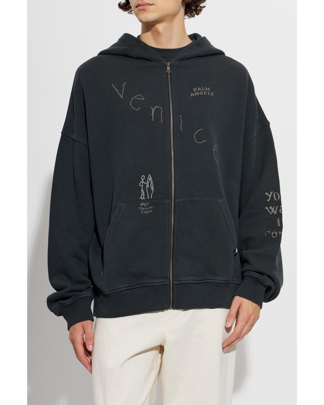 Palm Angels Black Sweatshirt With Logo for men
