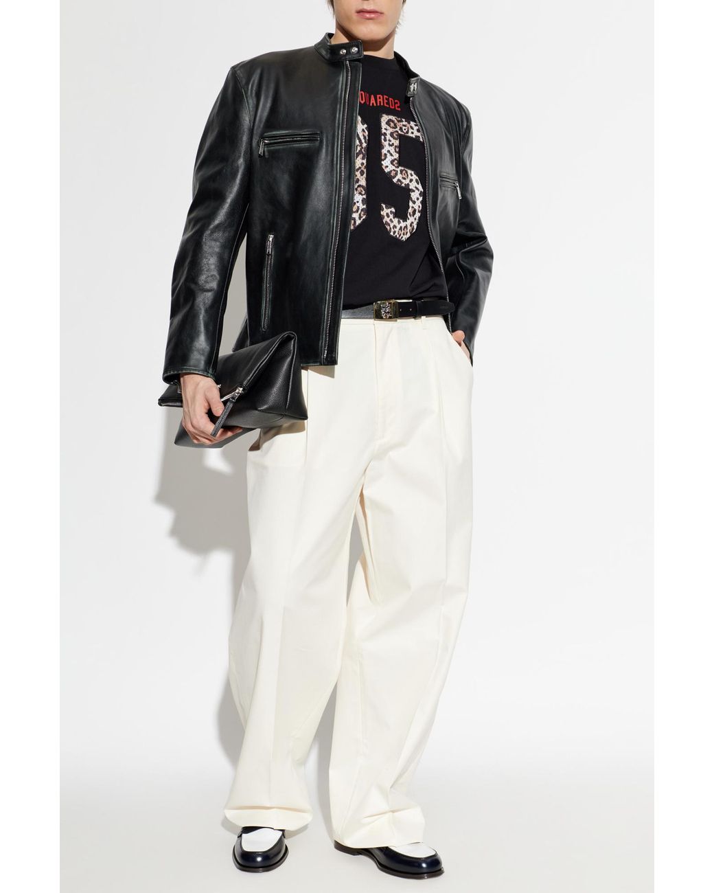 DSquared² White Cotton Wide-Leg Trousers for men