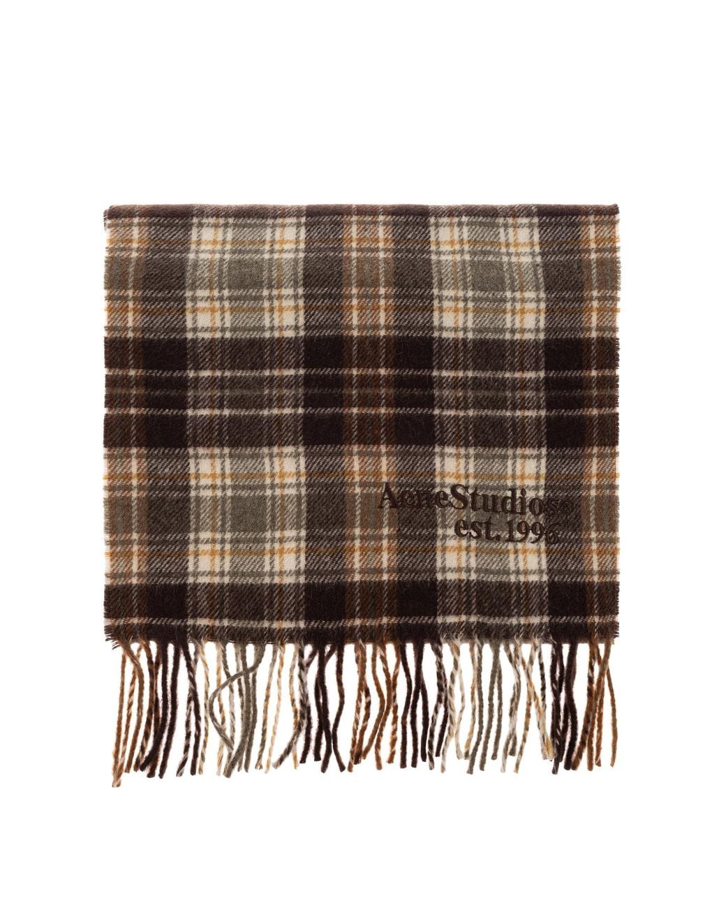 Acne Black Cashmere Tartan Scarf