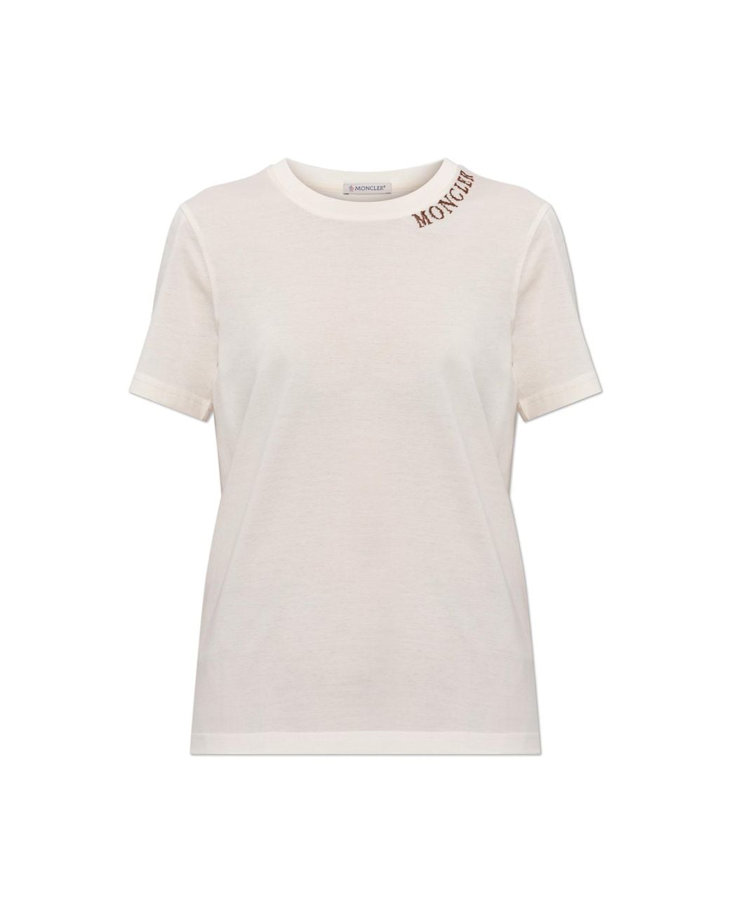 Moncler White T-Shirt With Embroidered Logo