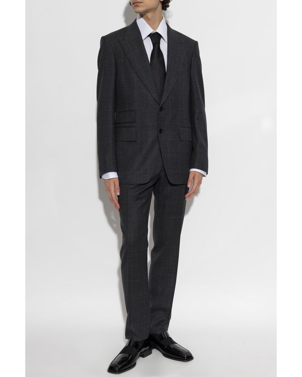 Tom Ford Black Wool Suit With A Check Pattern for men