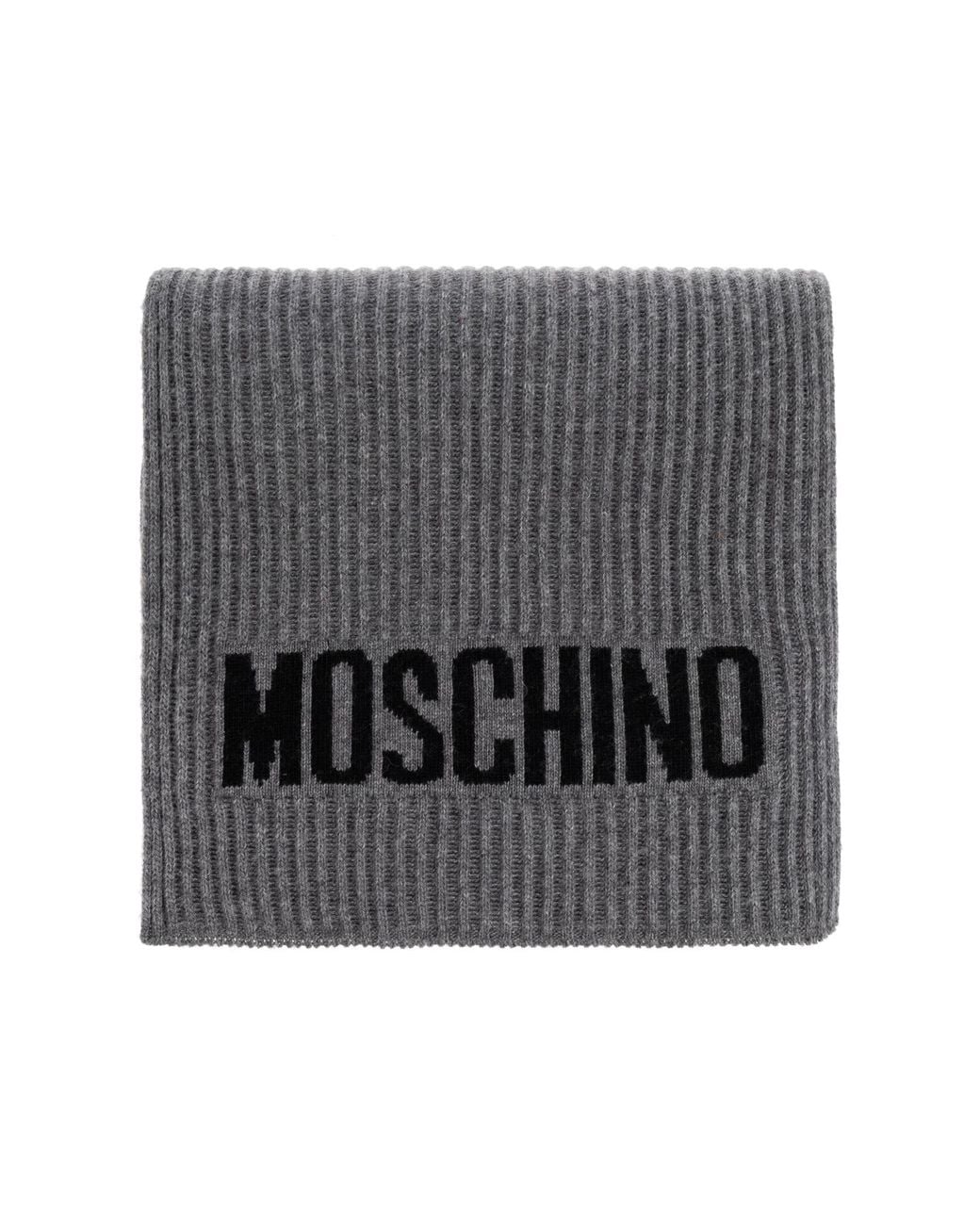 Moschino Gray Scarf With Logo