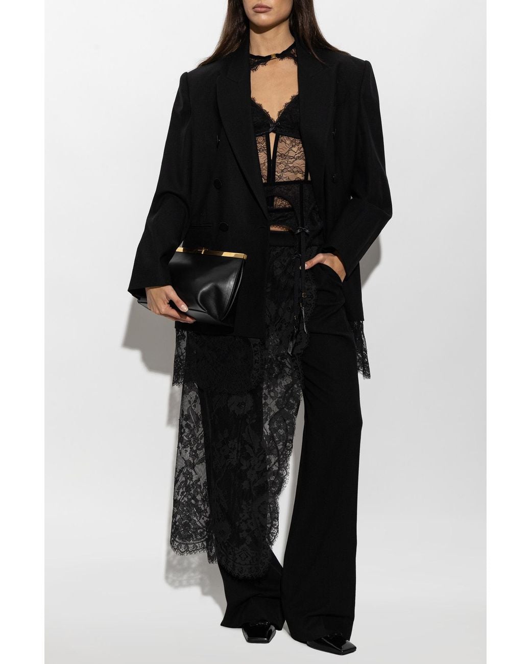Zimmermann Black Blazer With Lace Trim