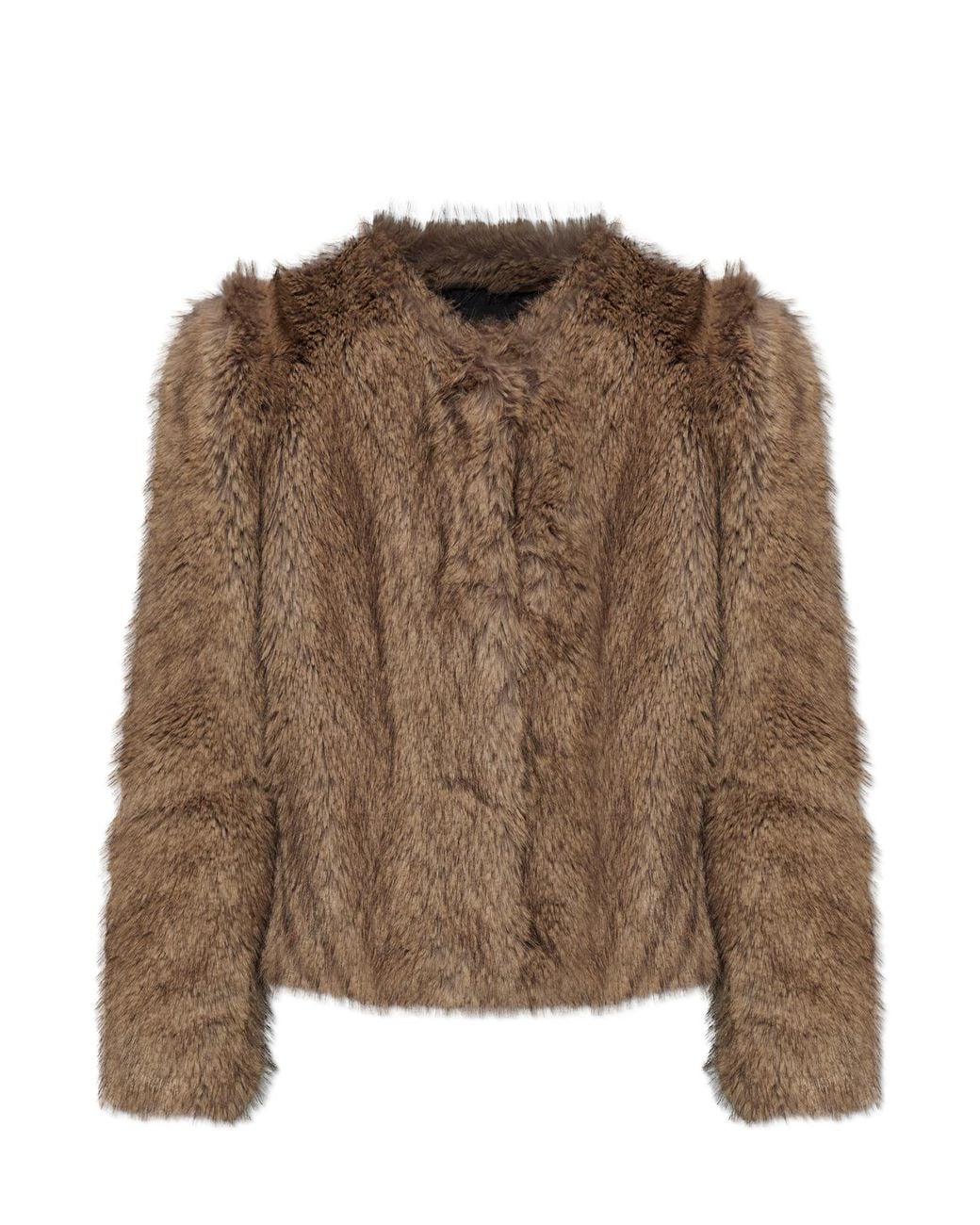 Stand Studio Brown 'Sadie Cropped' Faux Fur Jacket