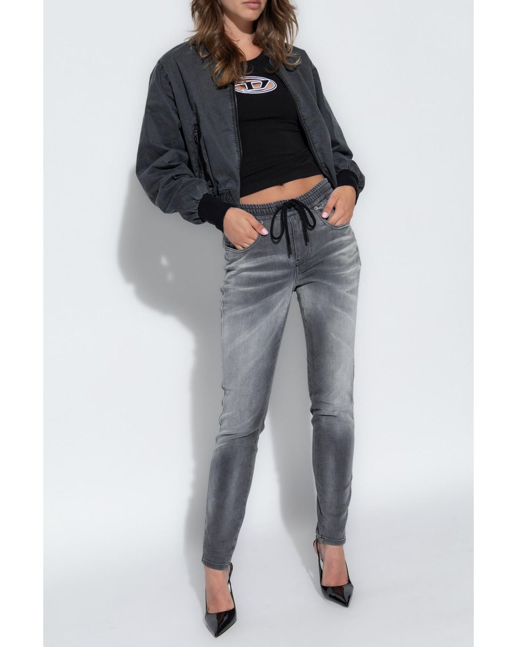 DIESEL Gray Pants With '2061 D-Tail' Logo