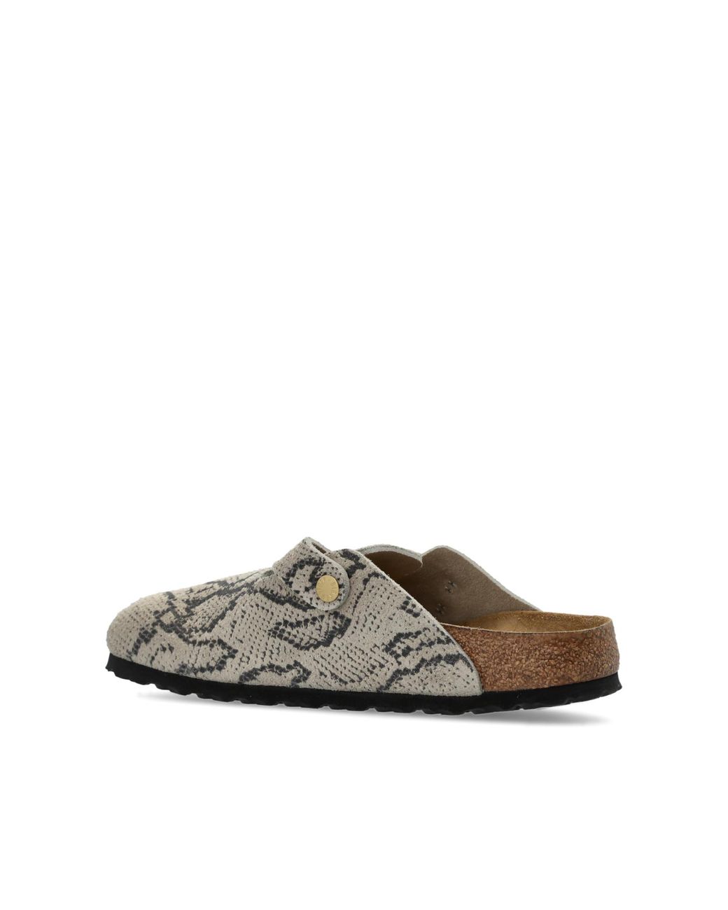 Birkenstock Natural 'Boston Rivet Logo' Slides