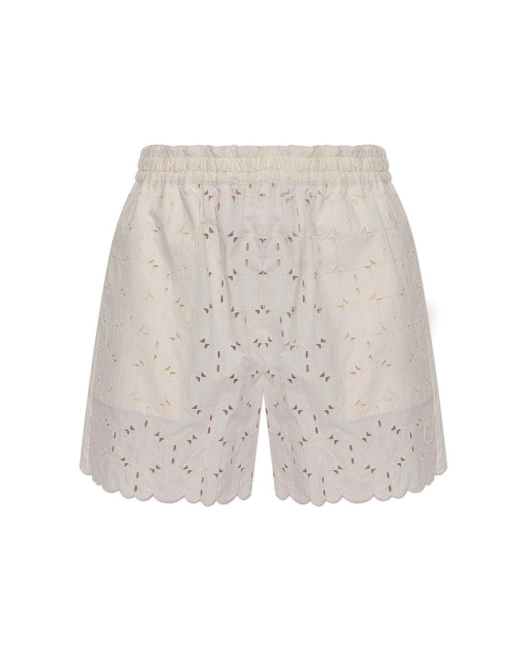Moncler White Shorts With Lace Cutouts