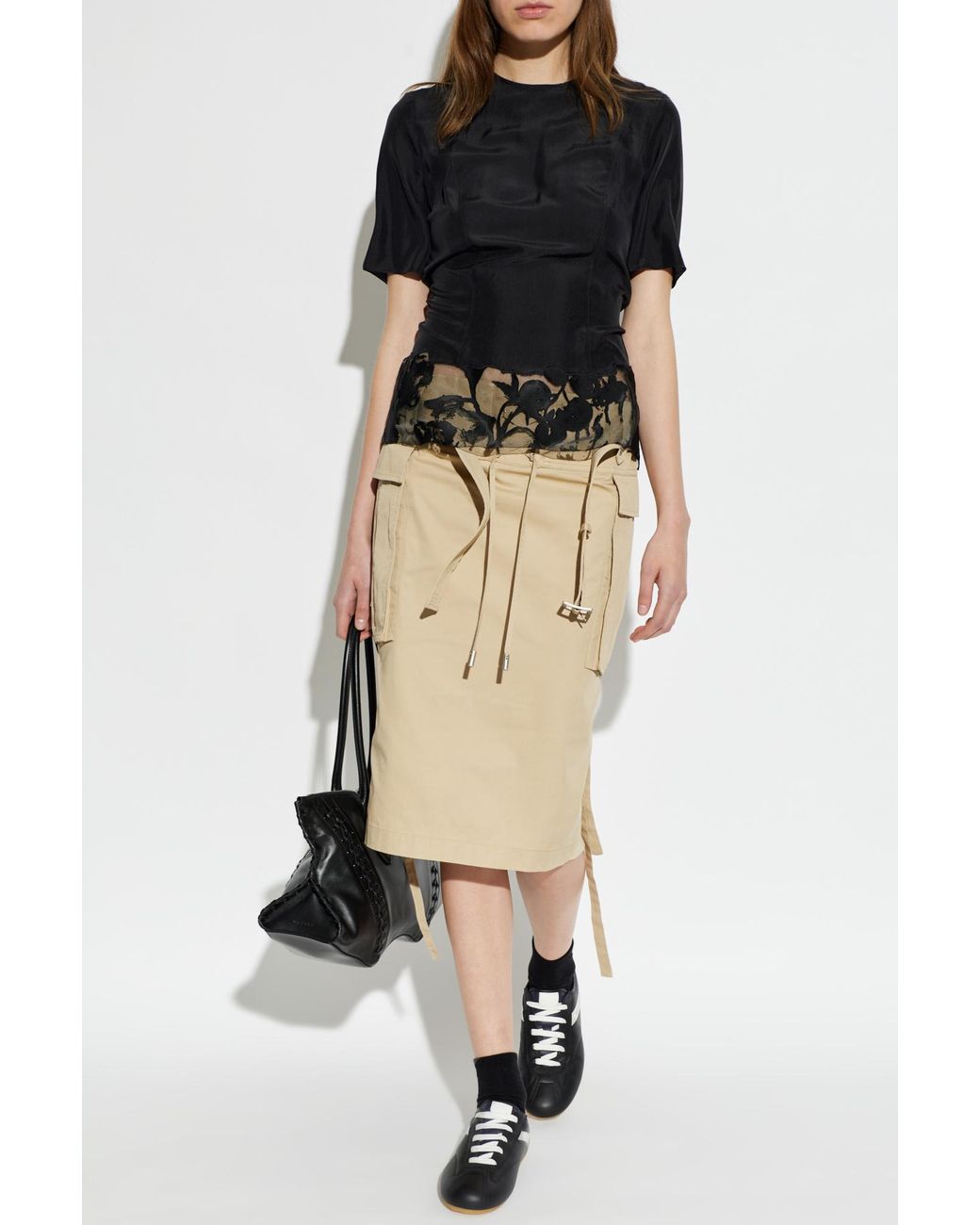 McQueen Black Asymmetrical Cut T-Shirt