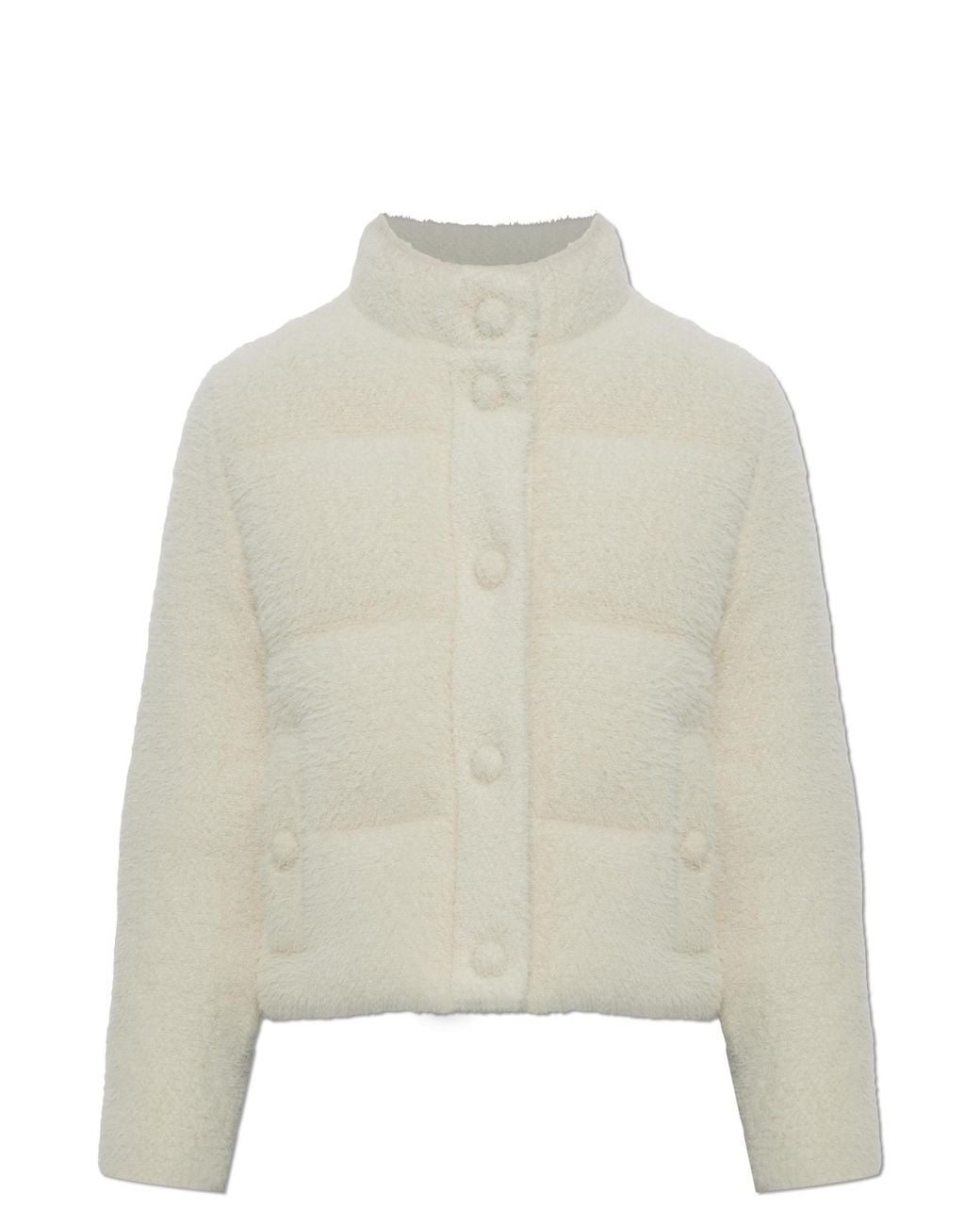 Moncler Natural Down Jacket With Logo Patch