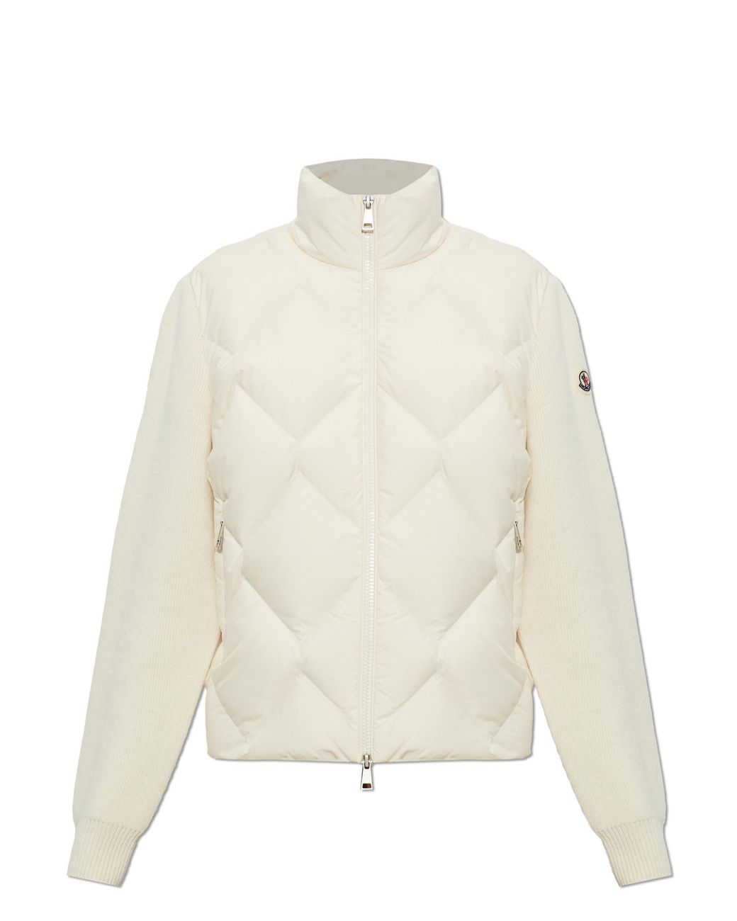 Moncler White Cardigan With Quilted Front