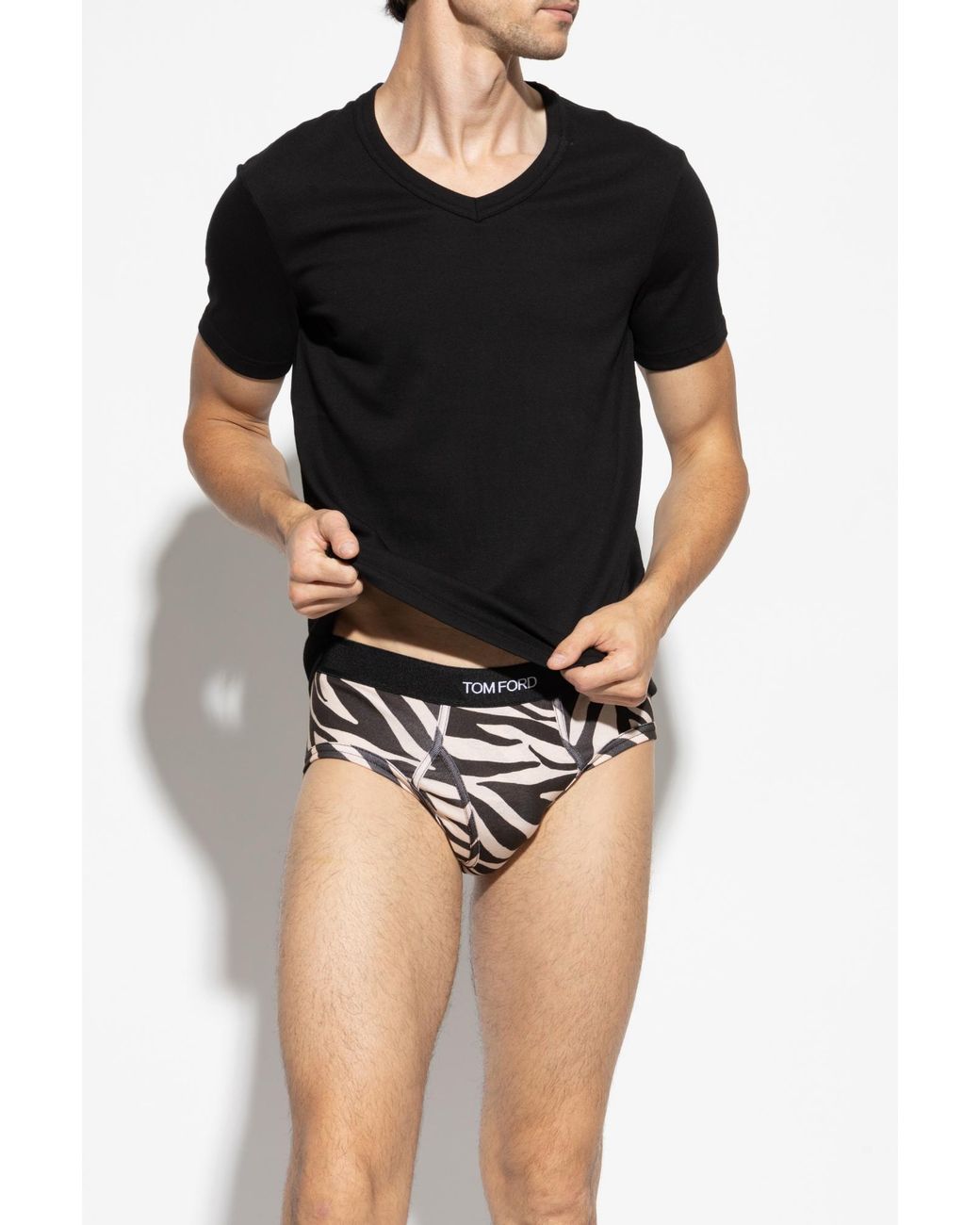 Tom Ford Black V-Neck T-Shirt for men