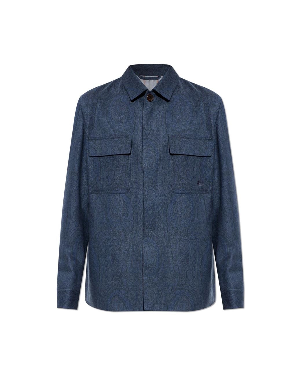 Etro Blue Sweater With Embroidered Logo for men