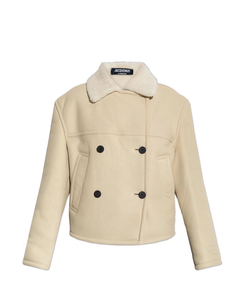Jacquemus Natural Double-Breasted Shearling Coat