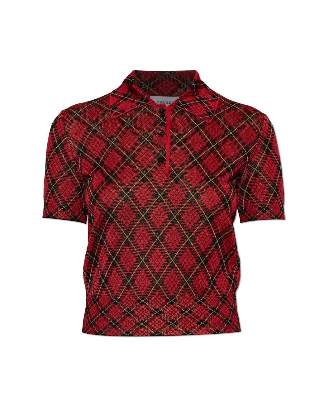 McQueen Red Checked Pattern Polo