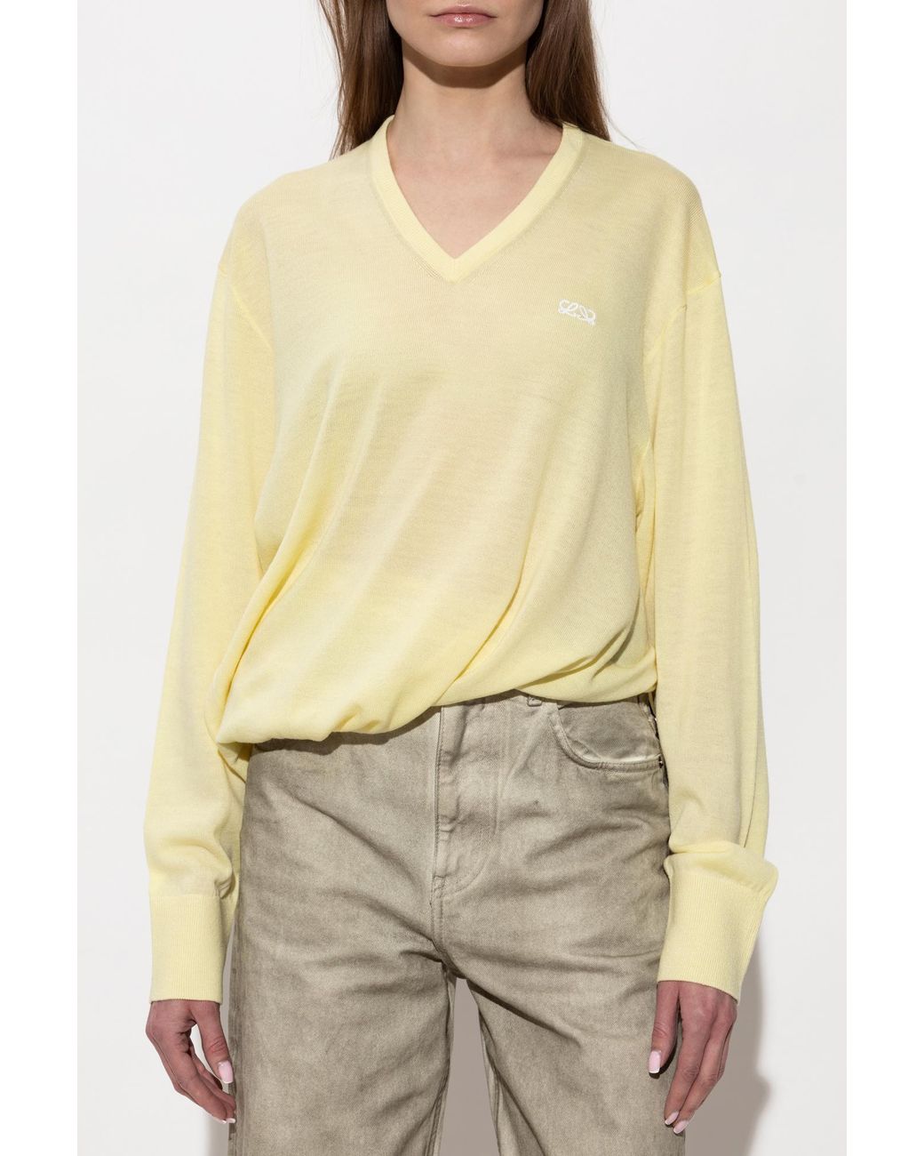 Loewe Yellow V-Neck Sweater