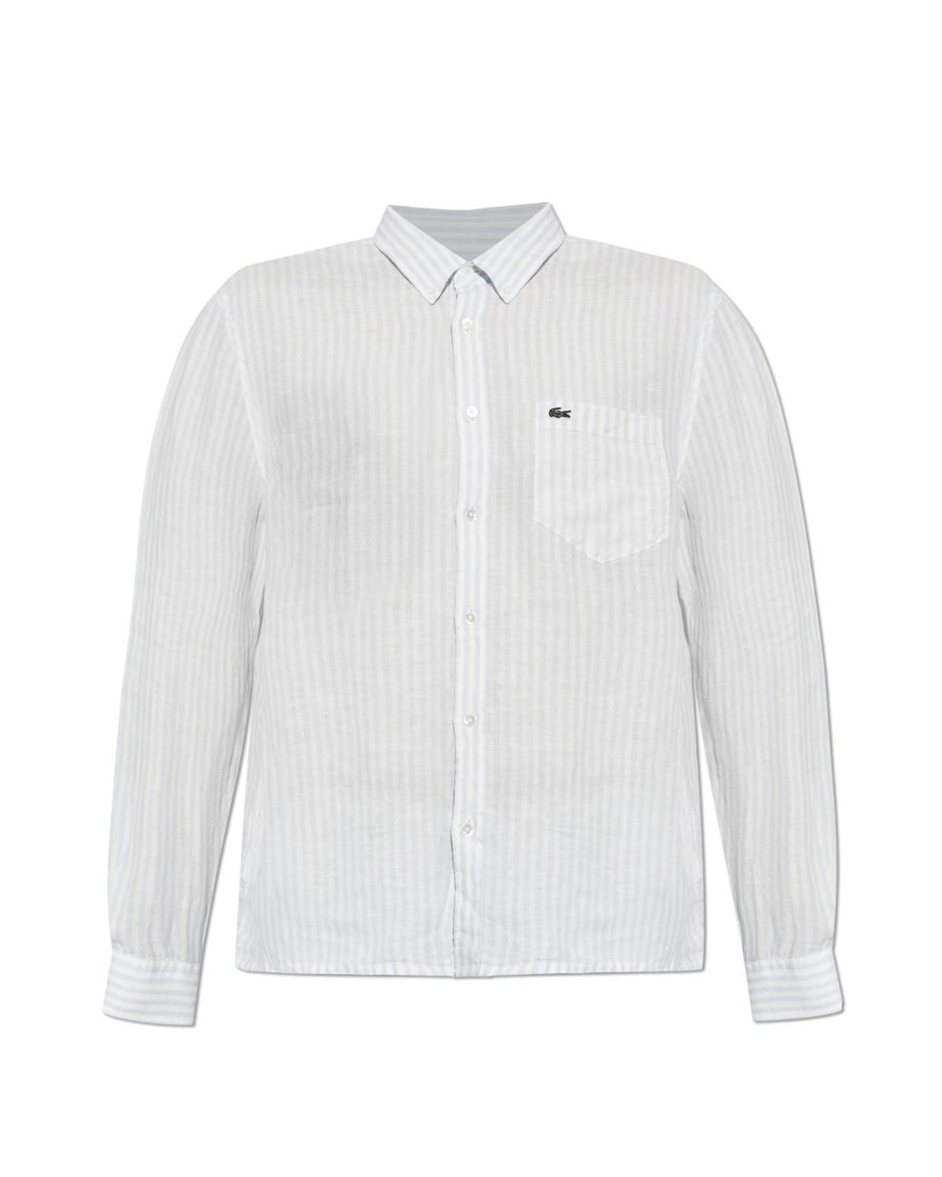 Lacoste White Linen Shirt With Striped Pattern for men