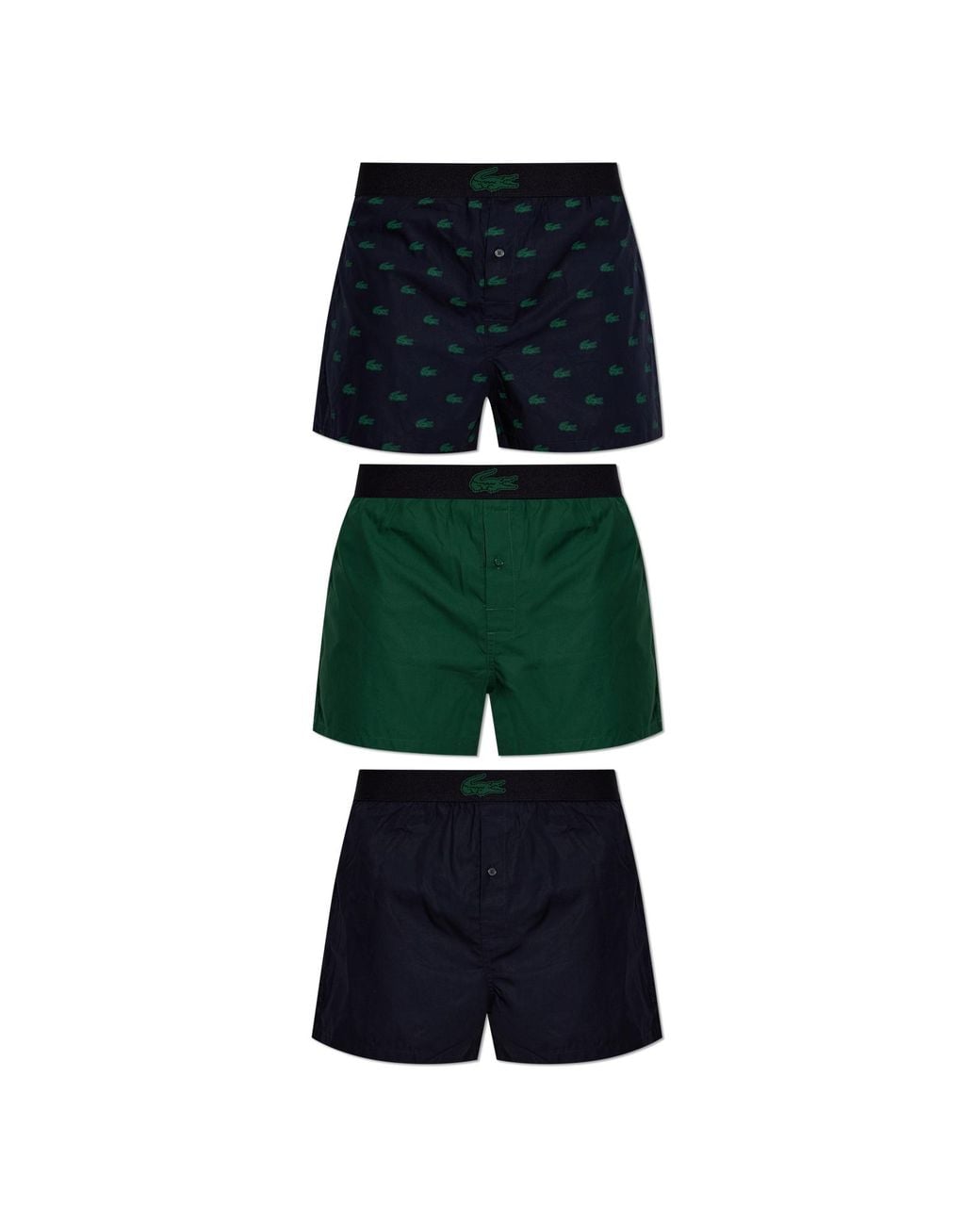 Lacoste Green Three-Pack Of Cotton Boxer Shorts for men
