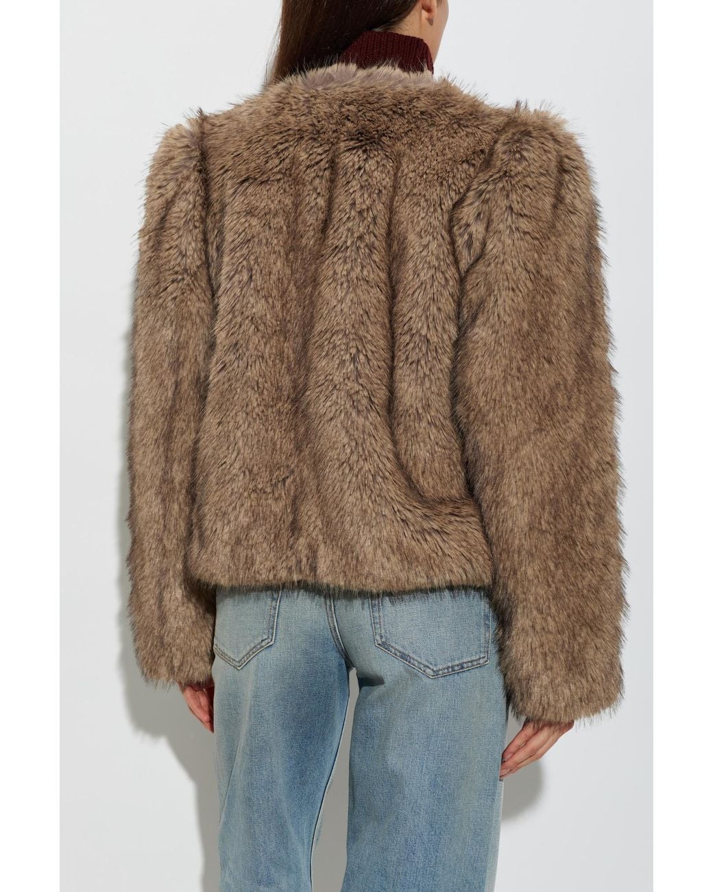 Stand Studio Brown 'Sadie Cropped' Faux Fur Jacket