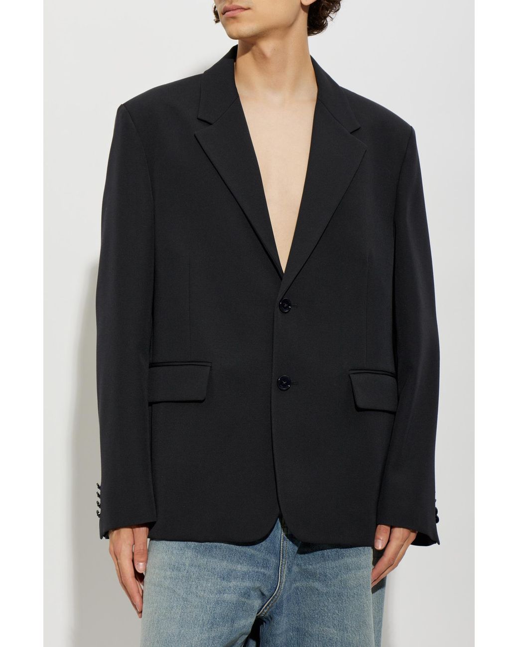 Balenciaga Black Oversized Wool Blazer for men