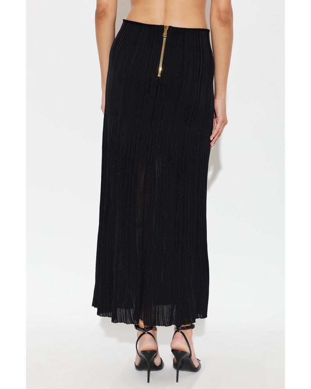 Balmain Black Pleated Skirt