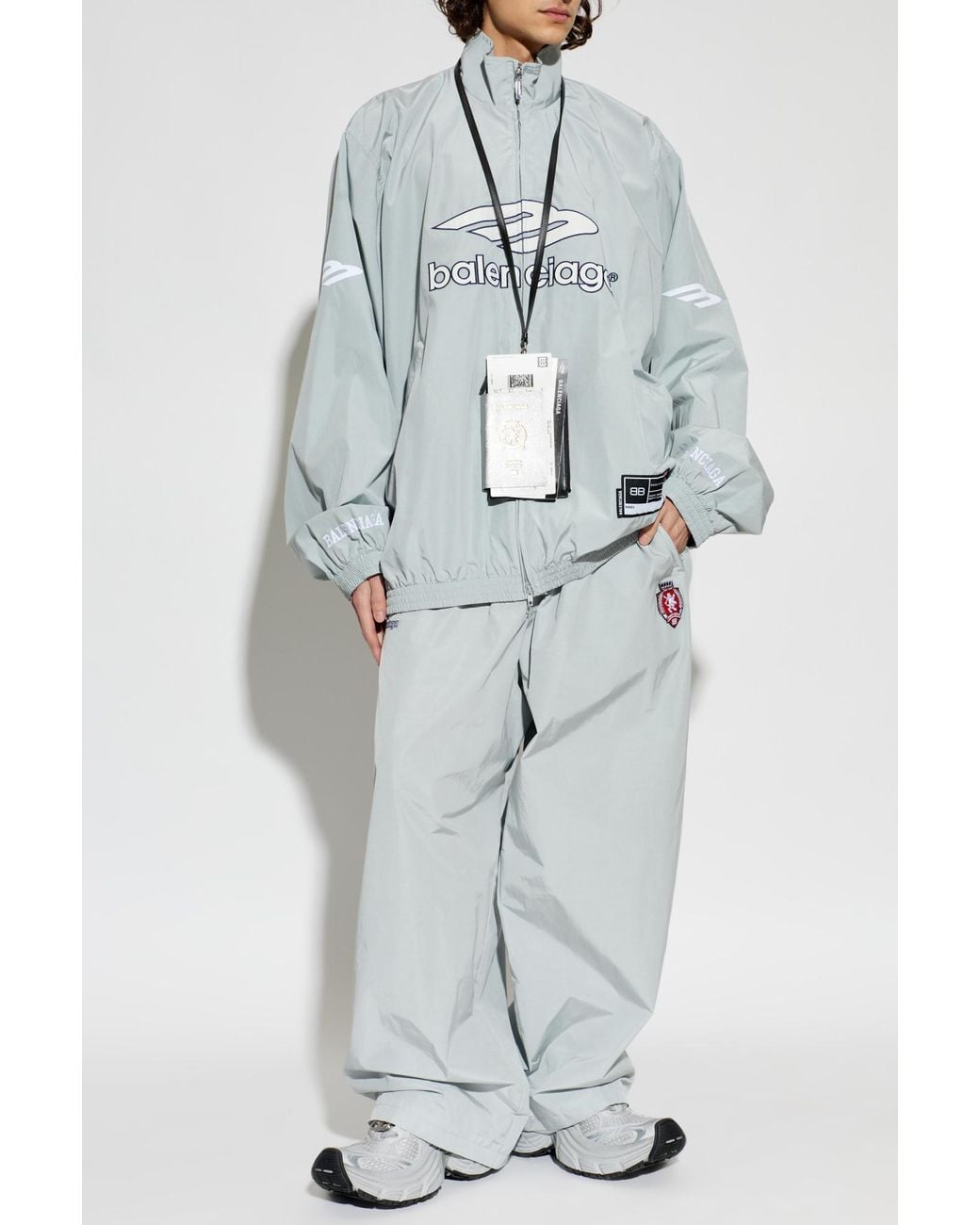 Balenciaga Blue Jacket With Logo for men