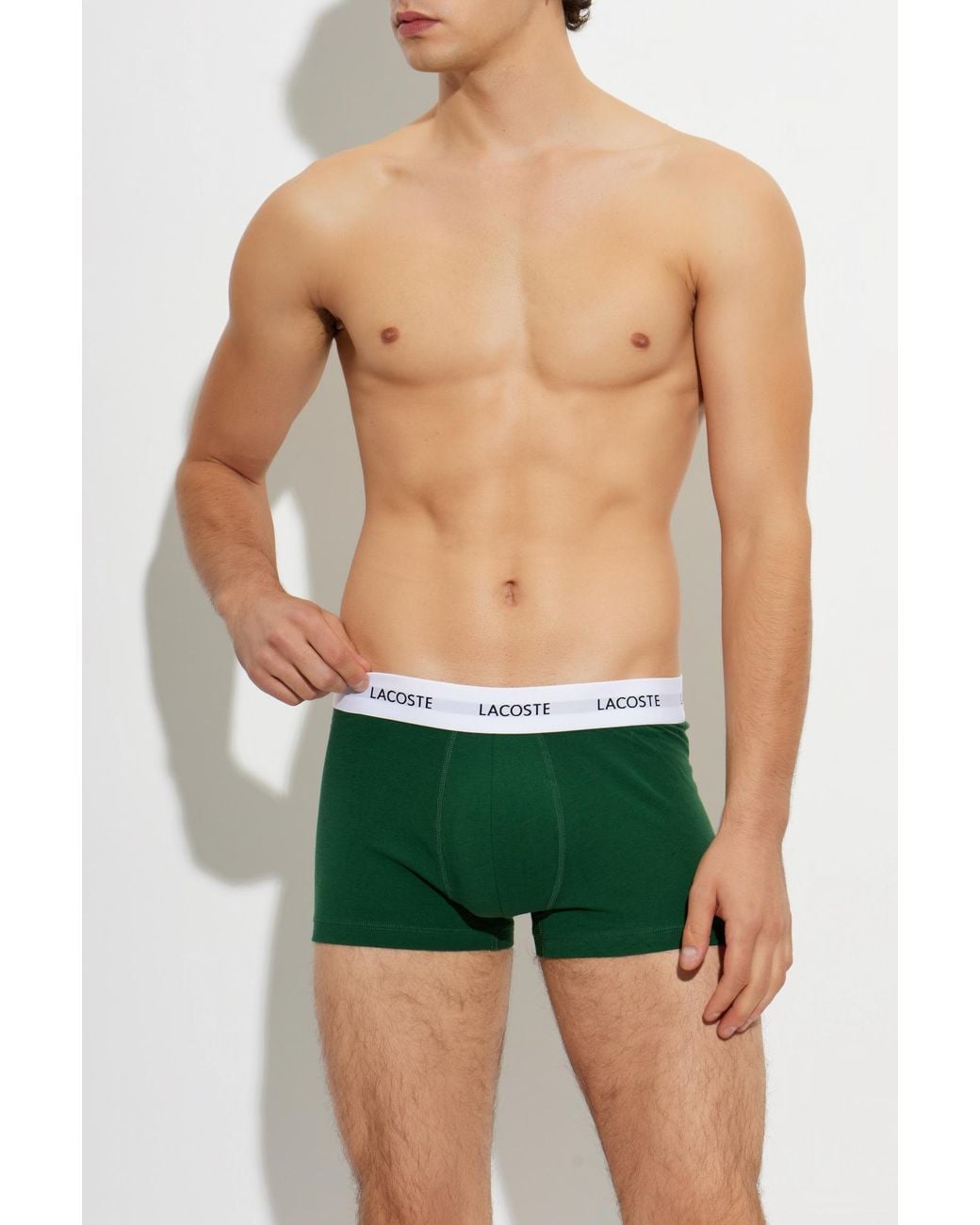 Lacoste Green Three-Pack Of Cotton Boxer Briefs for men