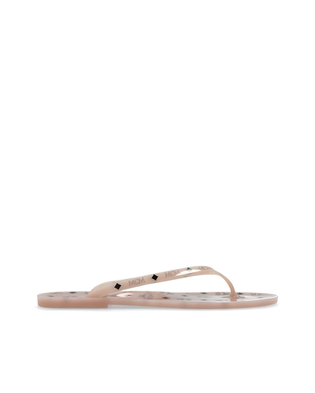 MCM Pink Rubber Thong Flip-Flops With Logo