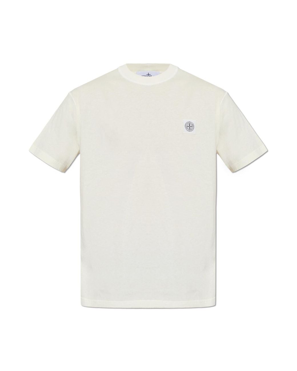 Stone Island White T-Shirt With Logo Patch for men