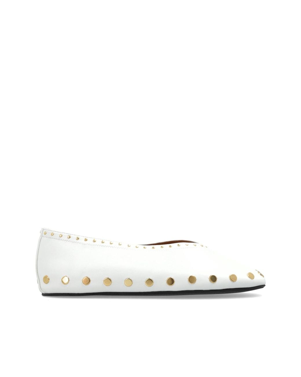 Ganni White Ballet Flats With Studs