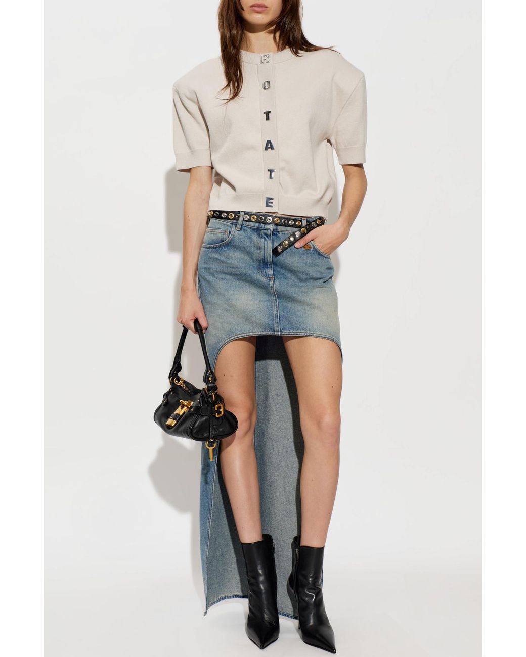 ROTATE BIRGER CHRISTENSEN Natural Short-Sleeved Cardigan