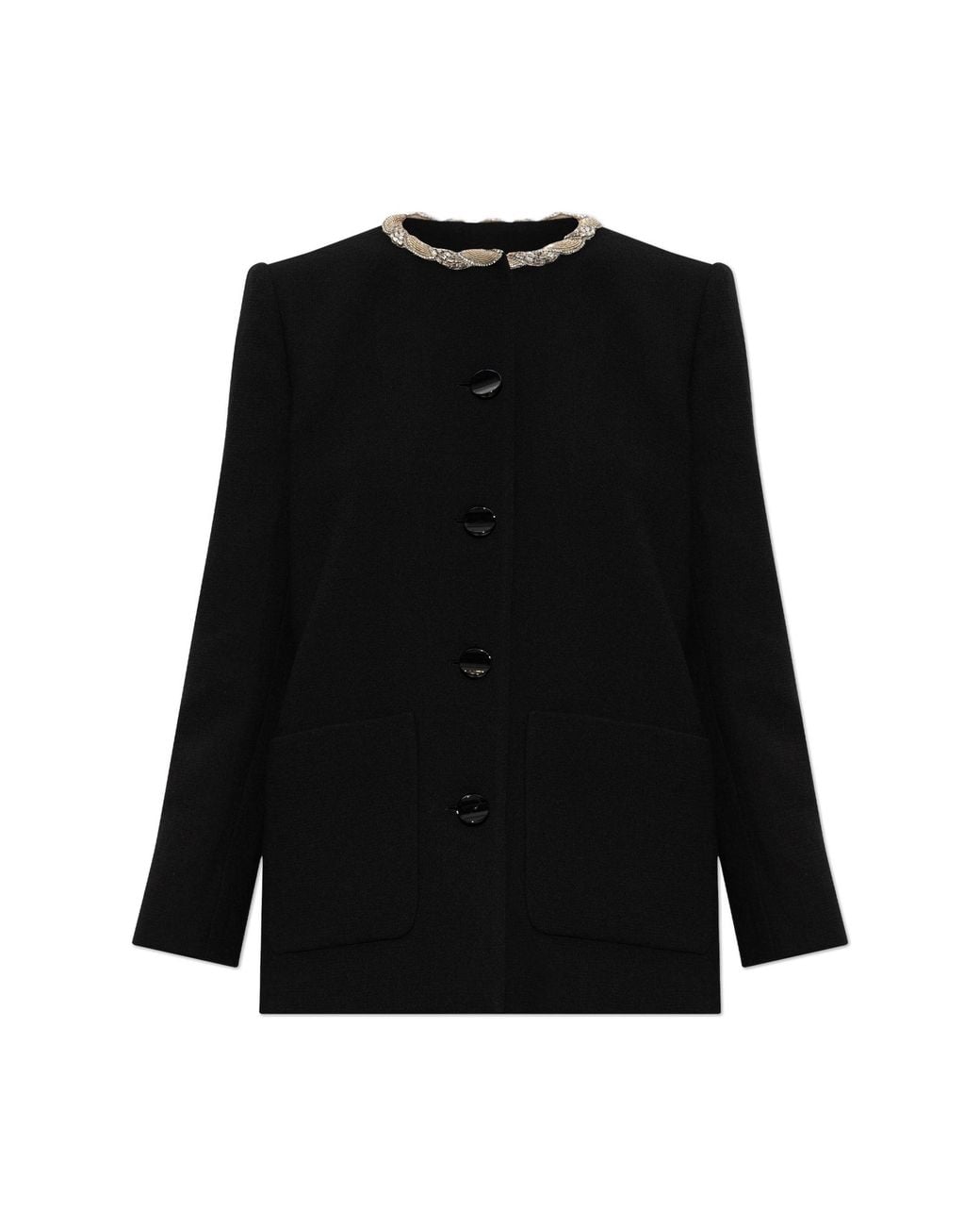 Valentino Garavani Black Wool Blazer With Appliqués