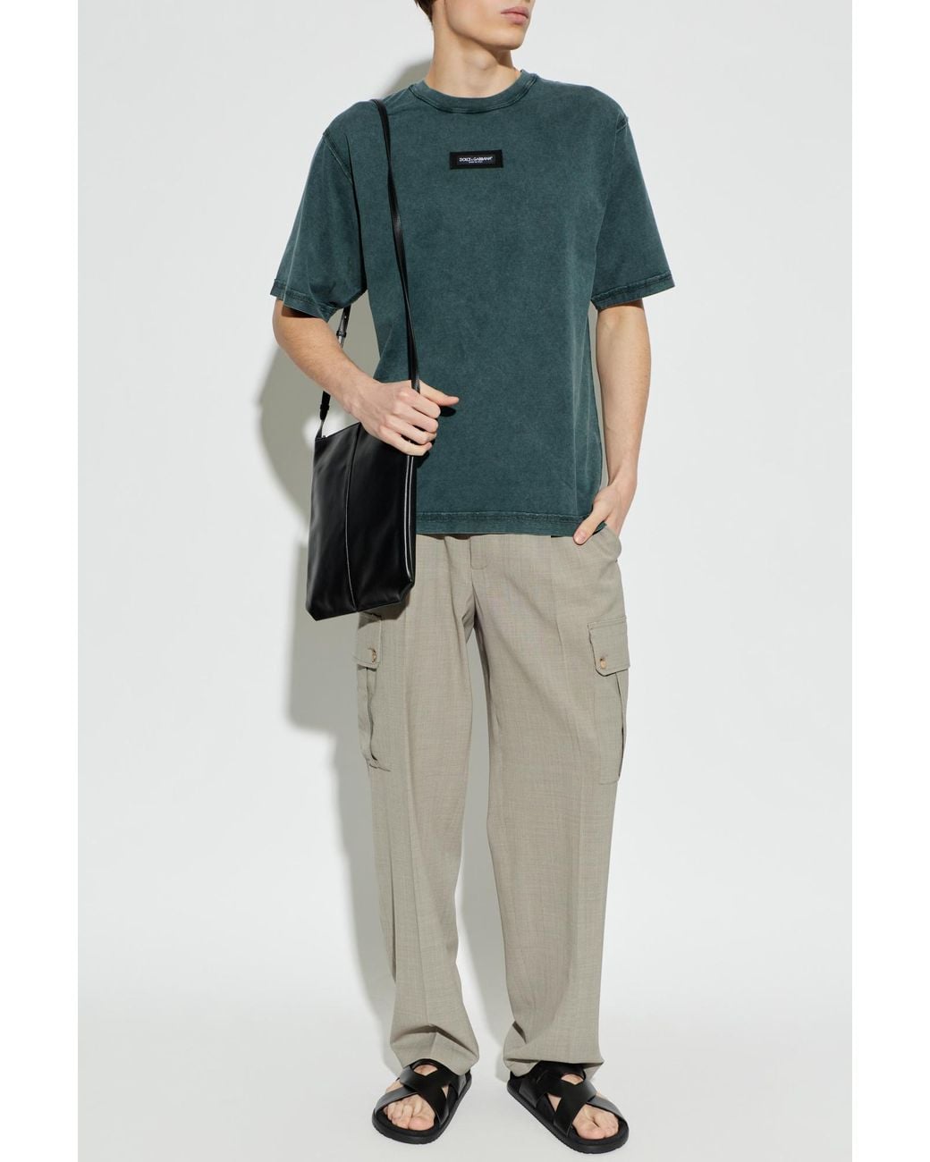 Dolce & Gabbana Green T-Shirt With Logo Patch for men