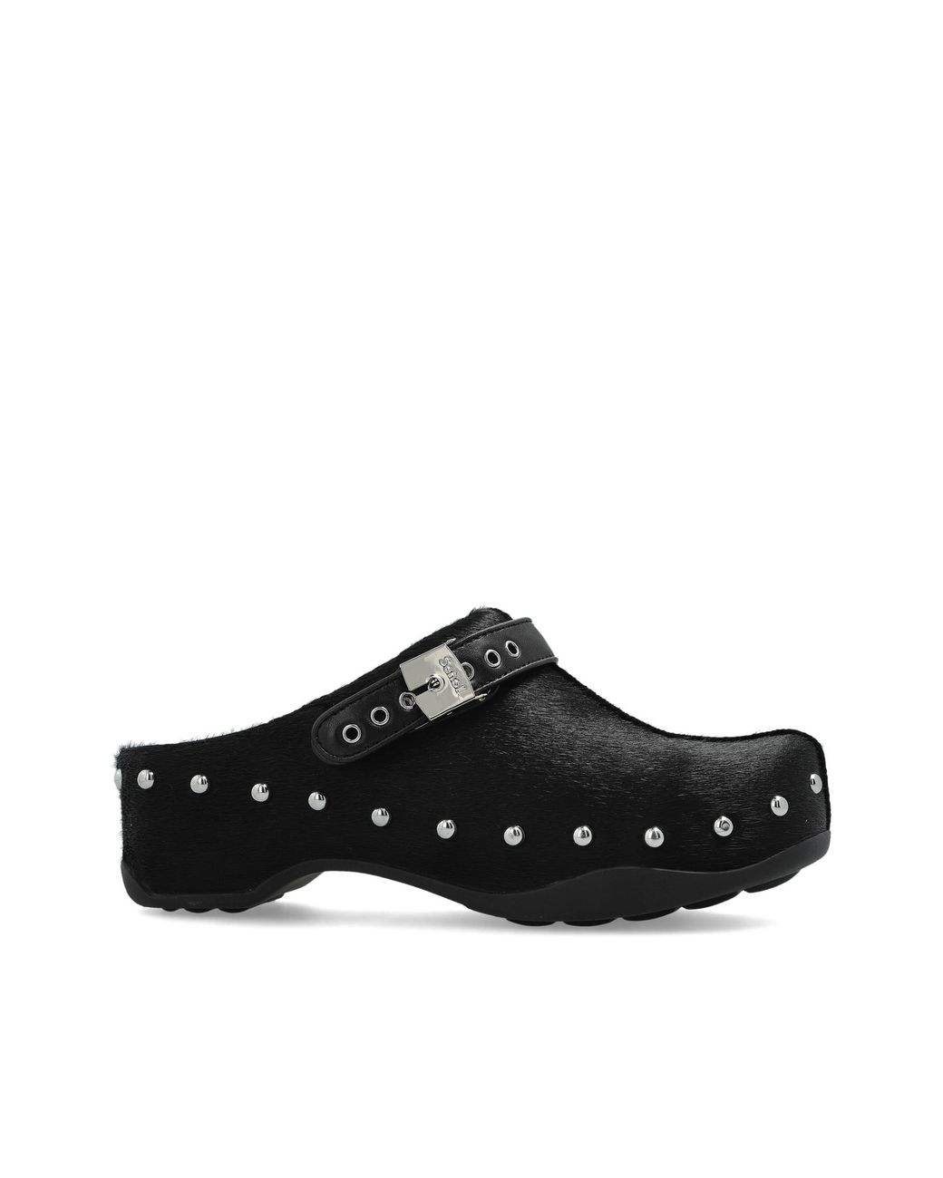 Scholl Black Leather Mules 'Phoebe'