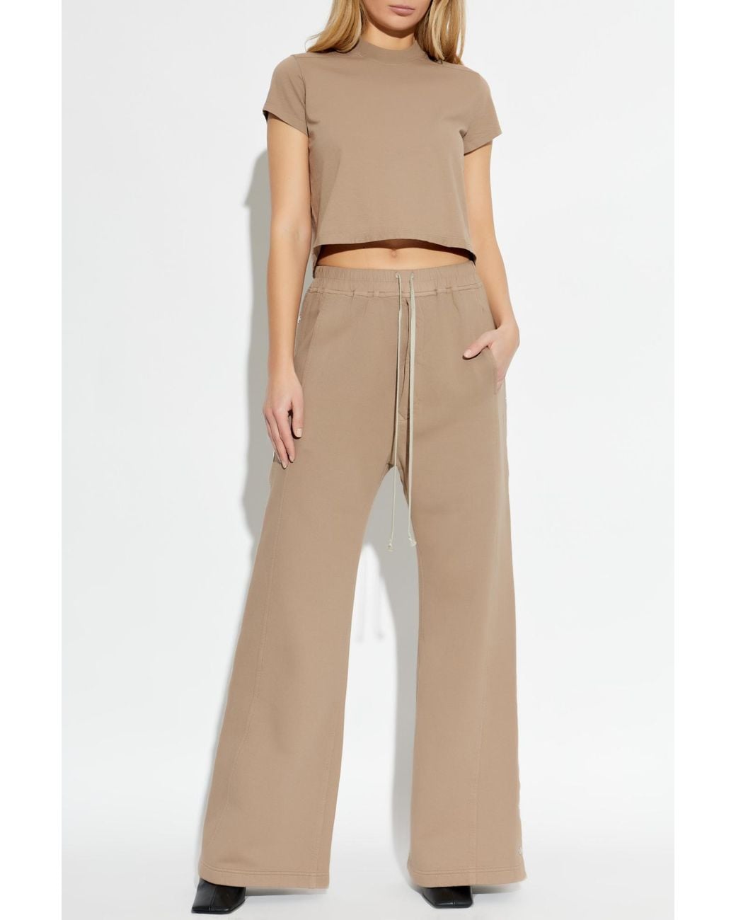 Rick Owens Natural Wide-Leg Sweatpants