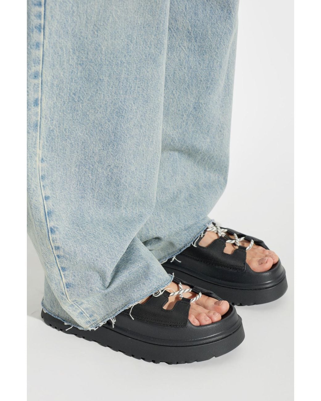 Ugg Black Platform Sandals 'Goldenglow Toggle'