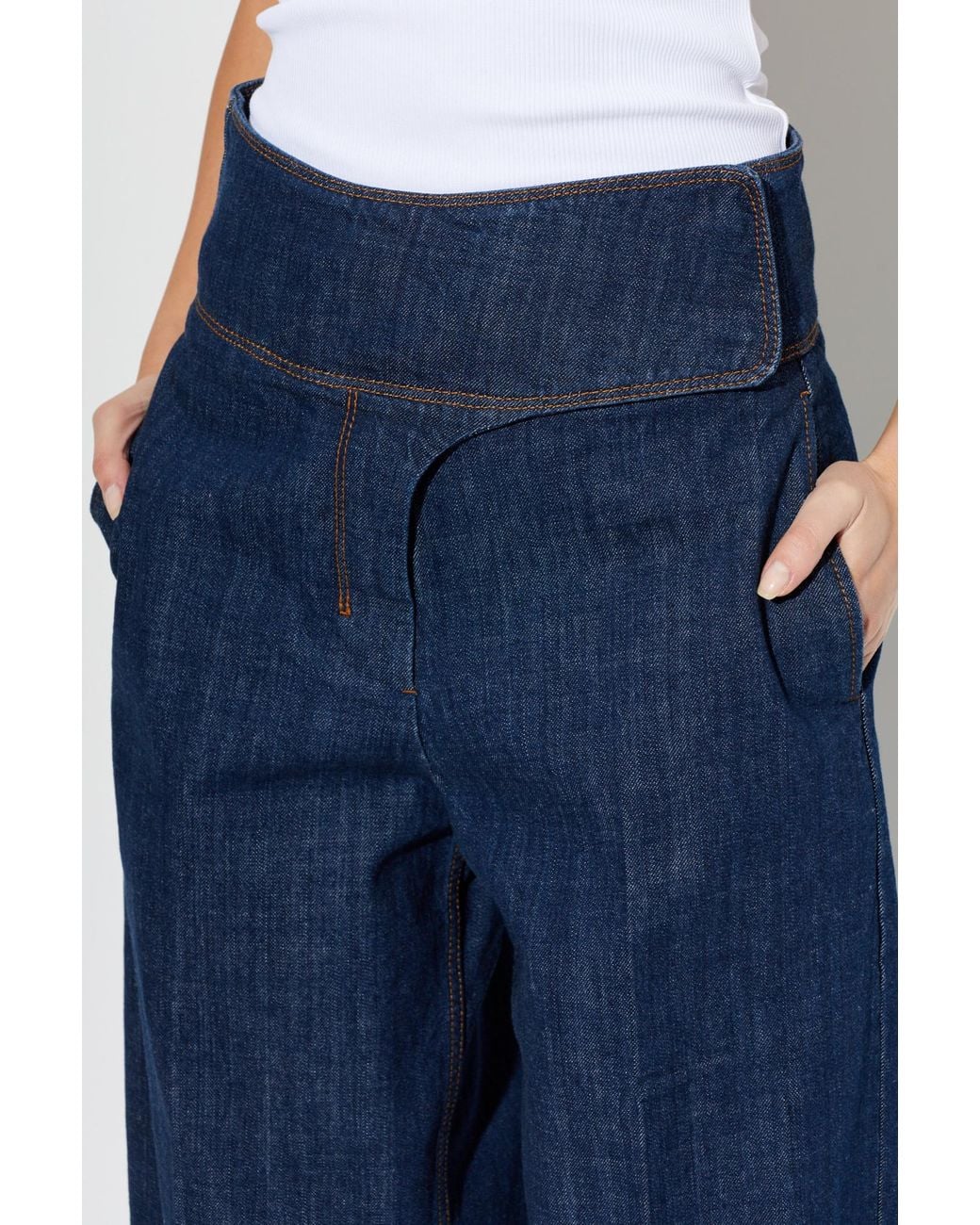 AMI Blue Wide-Leg Jeans